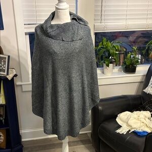 Karen Scott Charcoal Knit Cape